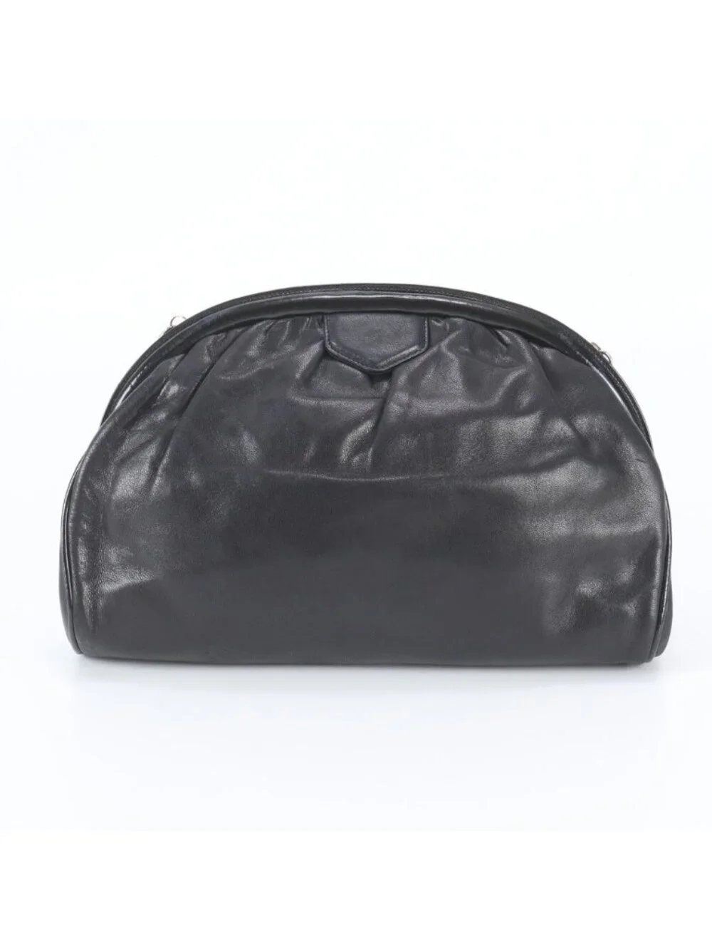 Chanel Kiss Lock Chain CC Logo Leather Shoulder Bag Crossbody Black